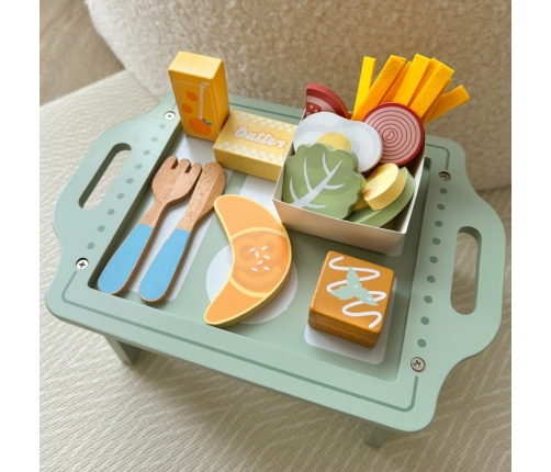 WOOPIE GREEN Zestaw Śniadaniowy z Tacą i Akcesoriami Serwis Pastelowy