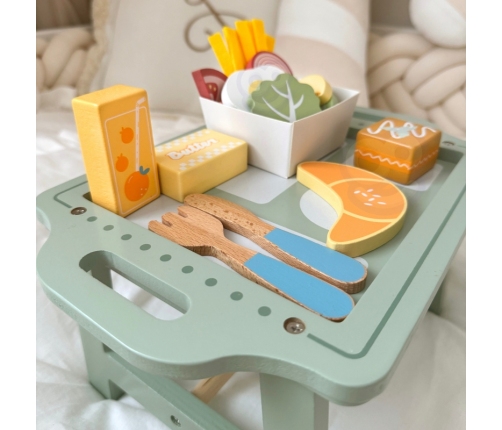 WOOPIE GREEN Zestaw Śniadaniowy z Tacą i Akcesoriami Serwis Pastelowy