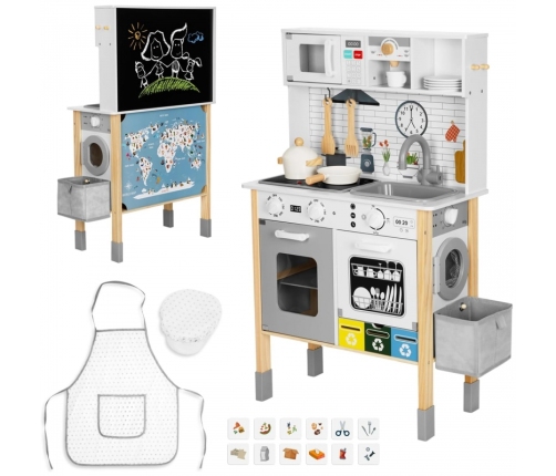 WOOPIE GREEN Drewniana Interaktywna Kuchnia 9w1 z Pralką i Tablicą