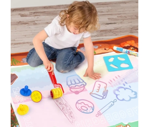 WOOPIE Magiczna Mata do Malowania Wodą XXL Pieczątki Cyferki 100cm