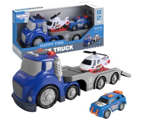 WOOPIE Niebieska Laweta Policyjna City Truck Efekty Dźwiękowe i Świetlne
