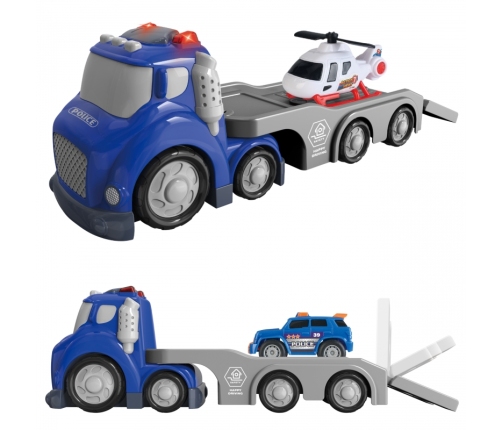 WOOPIE Niebieska Laweta Policyjna City Truck Efekty Dźwiękowe i Świetlne