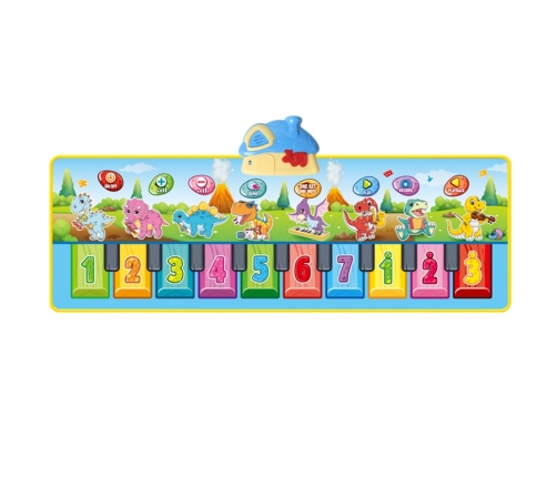 WOOPIE Mata Muzyczna XXL Dinusie 2w1 Pianinko 8 Melodii 110cm