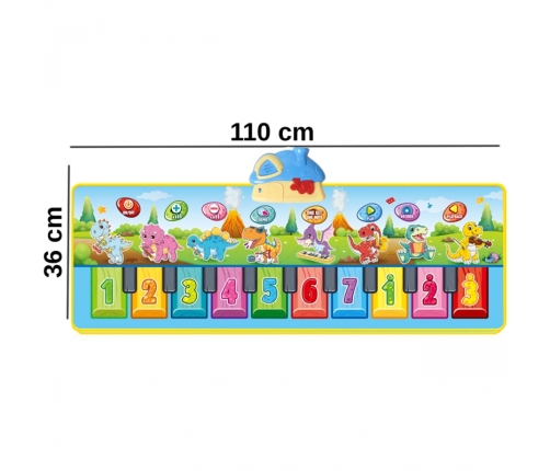 WOOPIE Mata Muzyczna XXL Dinusie 2w1 Pianinko 8 Melodii 110cm