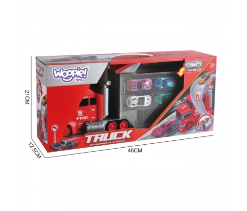 WOOPIE Zestaw Ciężarówka Laweta Garaż Tor Wyścigowy