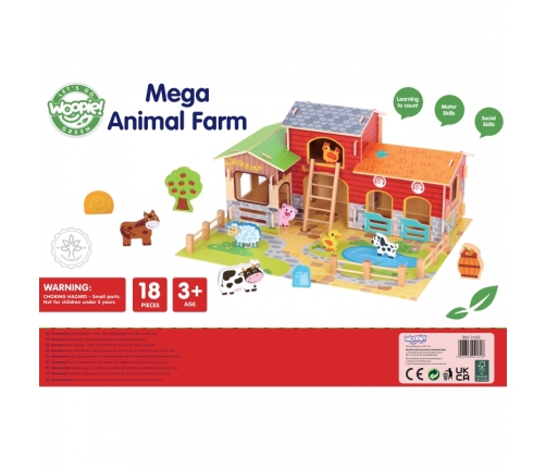 WOOPIE GREEN Mega Farma Figurki Zwierząt Stajnia Obora Kurnik 18 el.