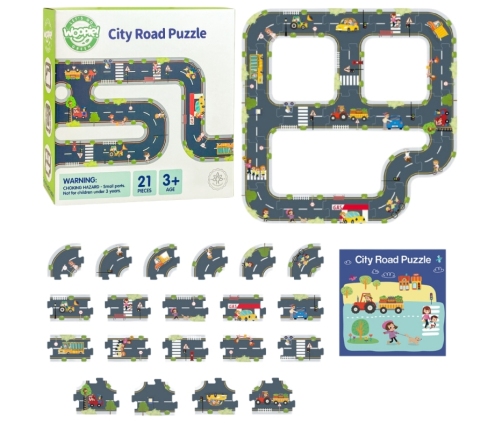 WOOPIE GREEN Droga Puzzle dla Dzieci Autostrada Makieta 21 el. Certyfikat FSC