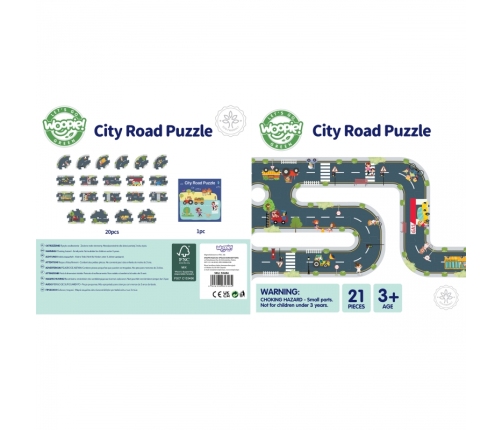 WOOPIE GREEN Droga Puzzle dla Dzieci Autostrada Makieta 21 el. Certyfikat FSC