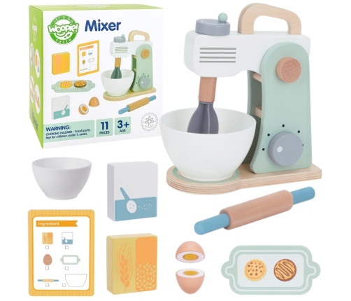 WOOPIE GREEN Drewniany Mikser Kuchenny Blender z Akcesoriami 11 el.
