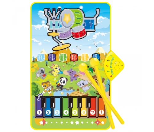 WOOPIE Mata Muzyczna Zwierzątka Interaktywne Pianino I Perkusja 2w1