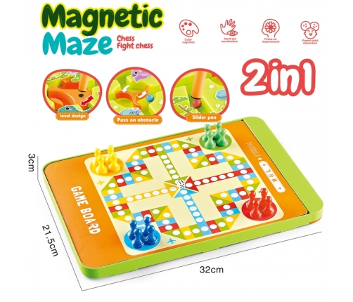 WOOPIE Magnetyczny Labirynt 2w1 Gra Chińczyk