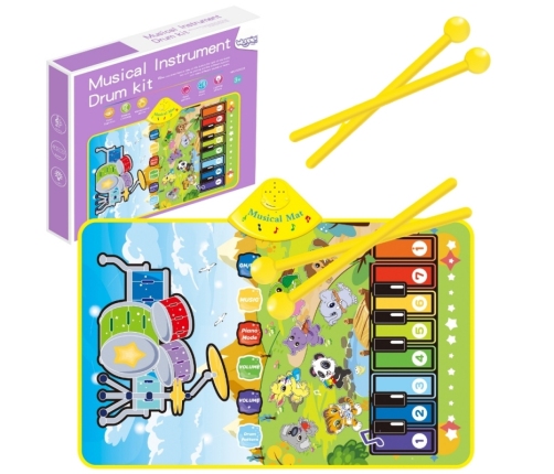 WOOPIE Mata Muzyczna Zwierzątka Interaktywne Pianino I Perkusja 2w1