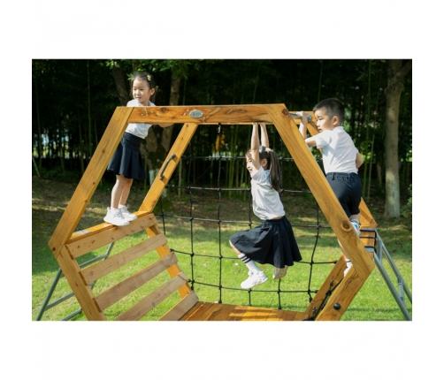 CLASSIC WORLD EDU Drewniany Plac Zabaw XXL Zestaw do Wspinaczki Heksagonalny