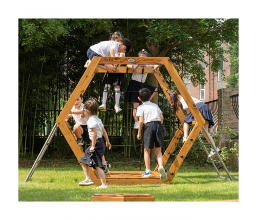 CLASSIC WORLD EDU Drewniany Plac Zabaw XXL Zestaw do Wspinaczki Heksagonalny