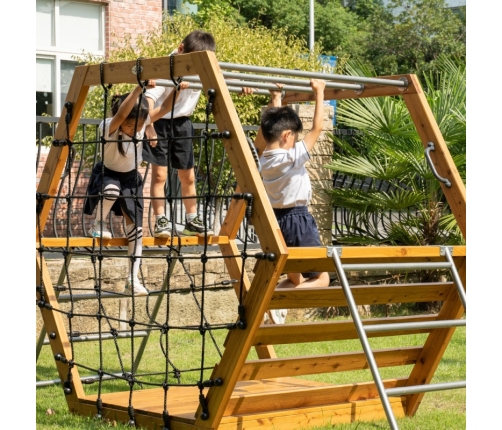 CLASSIC WORLD EDU Drewniany Plac Zabaw XXL Zestaw do Wspinaczki Heksagonalny