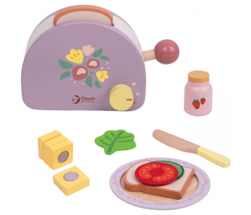 CLASSIC WORLD Drewniany Toster Śniadaniowy z Akcesoriami 13 el.