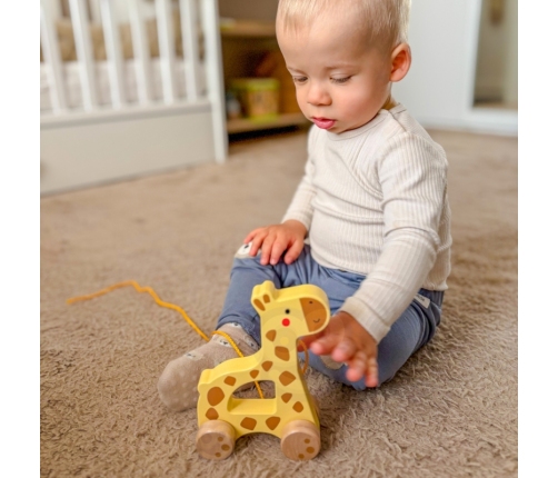 TOOKY TOY Żyrafka do Ciągnięcia Drewniany