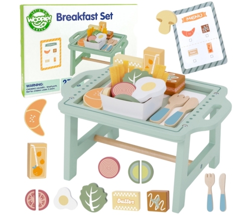 WOOPIE GREEN Zestaw Śniadaniowy z Tacą i Akcesoriami Serwis Pastelowy