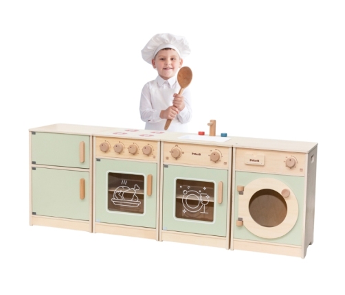 VIGA PolarB Drewniany Zestaw Kuchenny XL Pralka Kuchenka Zmywarka - Zielony