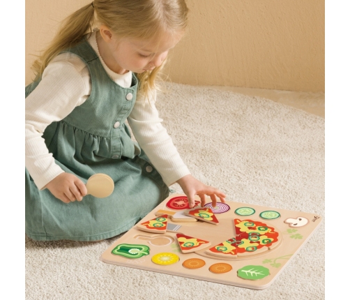 CLASSIC WORLD Drewniana Pizza do Krojenia Układanka Warzywa 22 el.