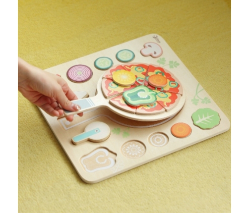 CLASSIC WORLD Drewniana Pizza do Krojenia Układanka Warzywa 22 el.