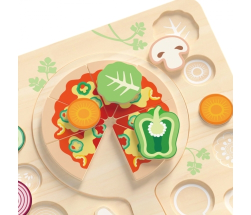 CLASSIC WORLD Drewniana Pizza do Krojenia Układanka Warzywa 22 el.