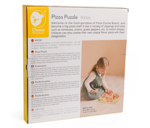 CLASSIC WORLD Drewniana Pizza do Krojenia Układanka Warzywa 22 el.