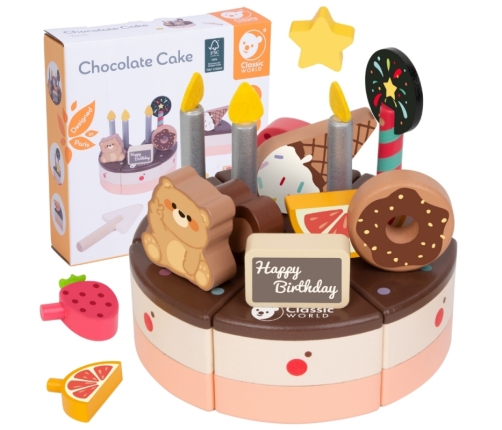 CLASSIC WORLD Drewniany Tort Urodzinowy do Krojenia 19el.