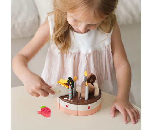 CLASSIC WORLD Drewniany Tort Urodzinowy do Krojenia 19el.