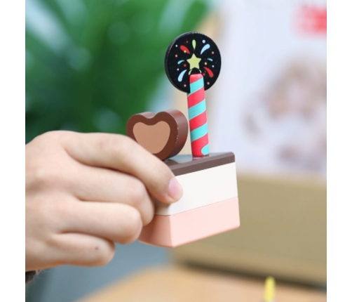 CLASSIC WORLD Drewniany Tort Urodzinowy do Krojenia 19el.