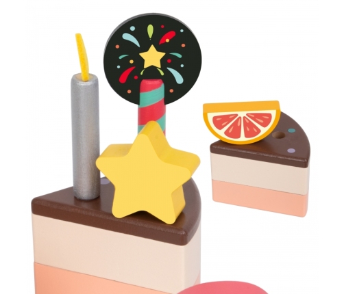 CLASSIC WORLD Drewniany Tort Urodzinowy do Krojenia 19el.