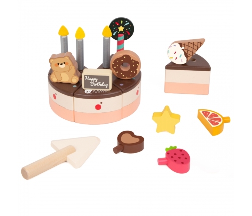 CLASSIC WORLD Drewniany Tort Urodzinowy do Krojenia 19el.