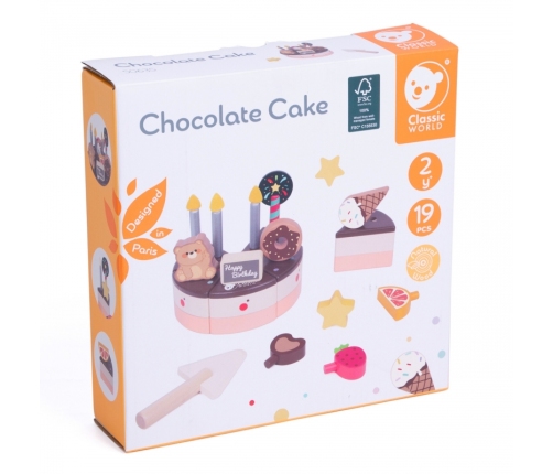 CLASSIC WORLD Drewniany Tort Urodzinowy do Krojenia 19el.
