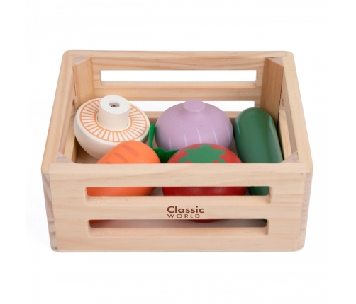 CLASSIC WORLD Zestaw Drewnianych Warzyw w Koszyku 6 el.