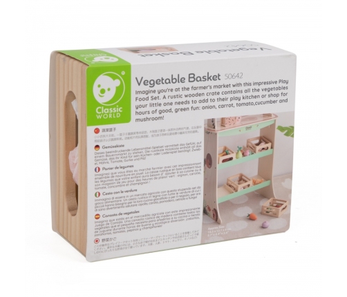 CLASSIC WORLD Zestaw Drewnianych Warzyw w Koszyku 6 el.
