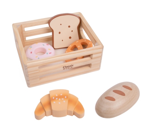 CLASSIC WORLD Zestaw Drewnianych Wypieków w Koszyku 6 el.