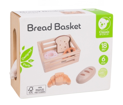 CLASSIC WORLD Zestaw Drewnianych Wypieków w Koszyku 6 el.