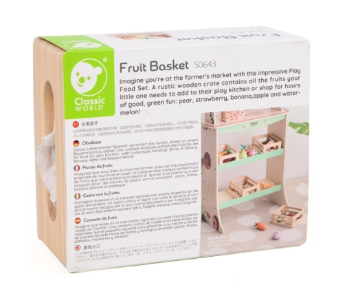 CLASSIC WORLD Zestaw Drewnianych Owoców w Koszyku 6 el.