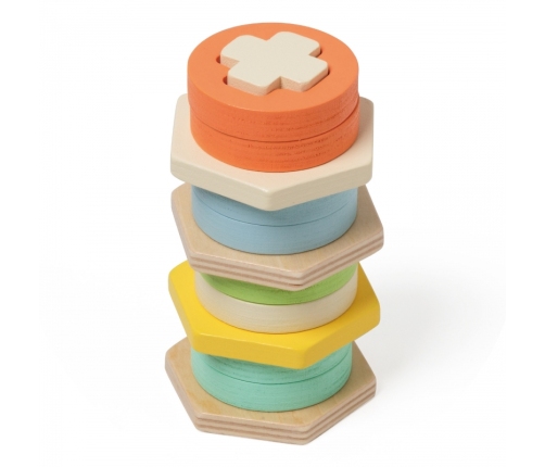 CLASSIC WORLD Sorter Montessori Kształtów i Kolorów Układanka Wieża