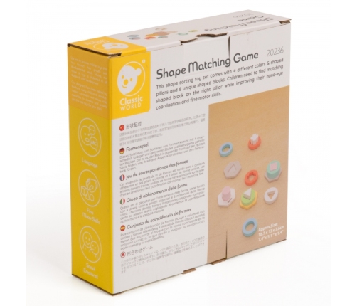 CLASSIC WORLD Sorter Montessori Kształtów i Kolorów Układanka Wieża