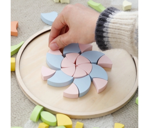 CLASSIC WORLD Pastelowa Mandala Układanka Montessori Mozaika Kwiaty