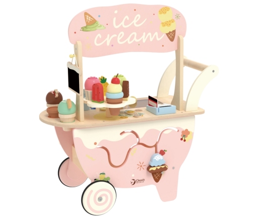 CLASSIC WORLD Drewniana Lodziarnia 3w1 Wózek 40 el.