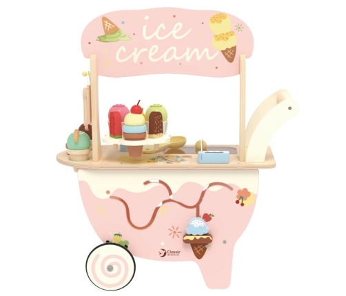 CLASSIC WORLD Drewniana Lodziarnia 3w1 Wózek 40 el.