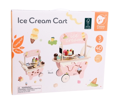 CLASSIC WORLD Drewniana Lodziarnia 3w1 Wózek 40 el.