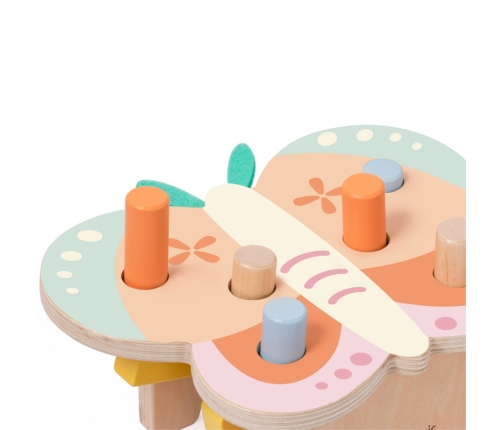 CLASSIC WORLD Wbijak Pastelowy Motylek Montessori z Młoteczkiem