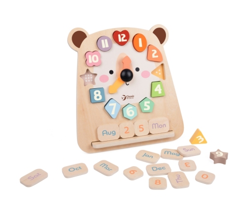 CLASSIC WORLD Zegar Miś Montessori Edukacyjny 3w1 Nauka Czasu Liczenia i Daty
