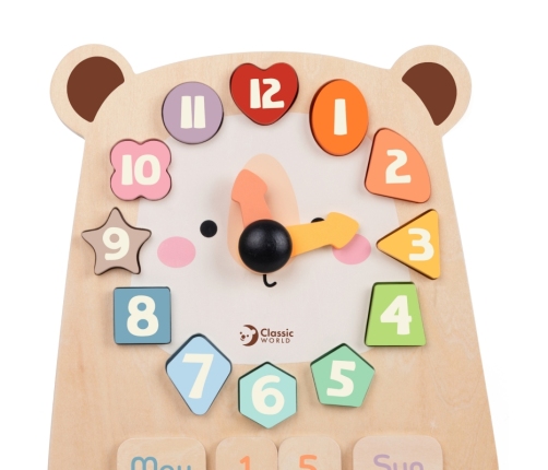 CLASSIC WORLD Zegar Miś Montessori Edukacyjny 3w1 Nauka Czasu Liczenia i Daty