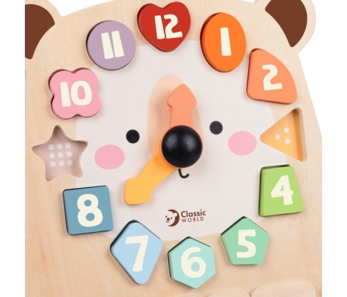 CLASSIC WORLD Zegar Miś Montessori Edukacyjny 3w1 Nauka Czasu Liczenia i Daty