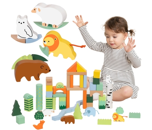 CLASSIC WORLD Zestaw Drewnianych Klocków Leśny Świat 50 el.