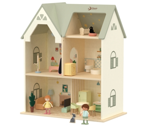 CLASSIC WORLD Wielki Drewniany Domek dla Lalek z mebelkami